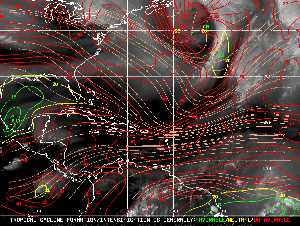 Météo tropicale : Carte des vents de cisaillement.