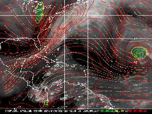 Météo tropicale : Carte des vents de cisaillement.