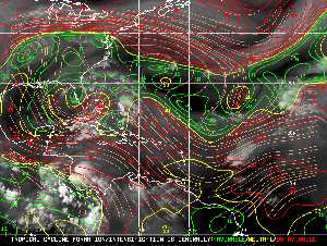 Météo tropicale : Carte des vents de cisaillement.