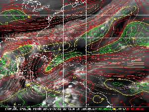Météo tropicale : Carte des vents de cisaillement.