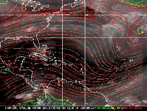Météo tropicale : Carte des vents de cisaillement.