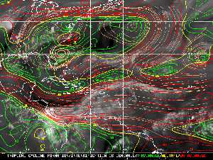 Météo tropicale : Carte des vents de cisaillement.