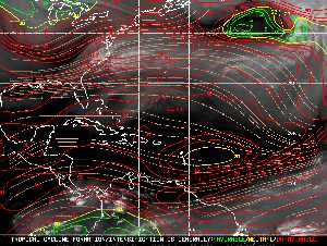 Météo tropicale : Carte des vents de cisaillement.