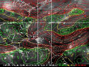 Météo tropicale : Carte des vents de cisaillement.
