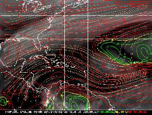 Météo tropicale : Carte des vents de cisaillement.
