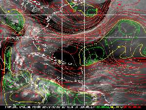 Météo tropicale : Carte des vents de cisaillement.