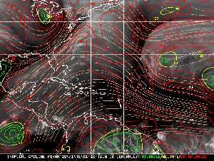 Météo tropicale : Carte des vents de cisaillement.