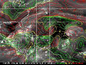 Météo tropicale : Carte des vents de cisaillement.