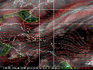 Météo tropicale : Carte des vents de cisaillement.