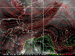 Météo tropicale : Carte des vents de cisaillement.