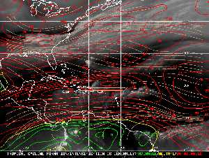 Météo tropicale : Carte des vents de cisaillement.