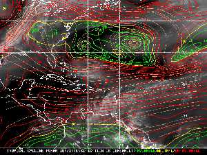 Météo tropicale : Carte des vents de cisaillement.