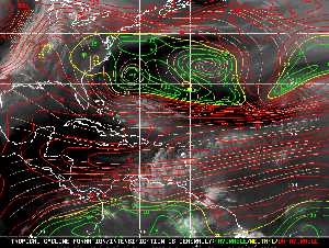 Météo tropicale : Carte des vents de cisaillement.