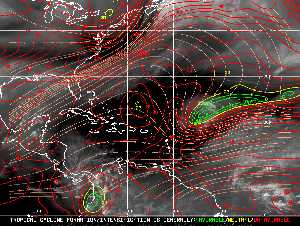 Météo tropicale : Carte des vents de cisaillement.