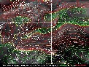 Météo tropicale : Carte des vents de cisaillement.