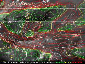 Météo tropicale : Carte des vents de cisaillement.