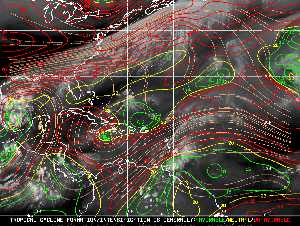 Météo tropicale : Carte des vents de cisaillement.