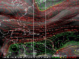 Météo tropicale : Carte des vents de cisaillement.