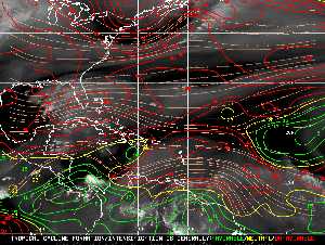 Météo tropicale : Carte des vents de cisaillement.