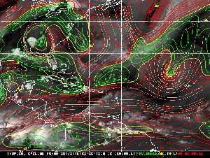 Météo tropicale : Carte des vents de cisaillement.