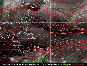 Météo tropicale : Carte des vents de cisaillement.