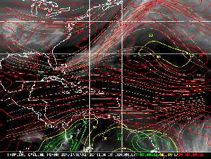 Météo tropicale : Carte des vents de cisaillement.