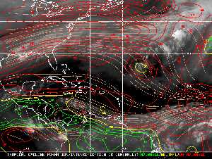 Météo tropicale : Carte des vents de cisaillement.
