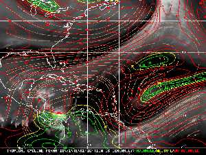 Météo tropicale : Carte des vents de cisaillement.