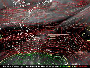 Météo tropicale : Carte des vents de cisaillement.