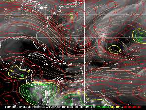 Météo tropicale : Carte des vents de cisaillement.