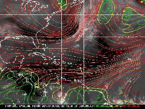 Météo tropicale : Carte des vents de cisaillement.