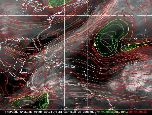 Météo tropicale : Carte des vents de cisaillement.