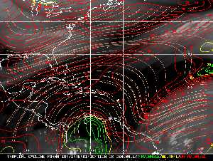 Météo tropicale : Carte des vents de cisaillement.