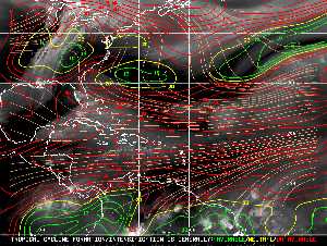 Météo tropicale : Carte des vents de cisaillement.