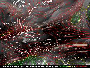Météo tropicale : Carte des vents de cisaillement.