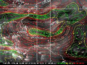 Météo tropicale : Carte des vents de cisaillement.