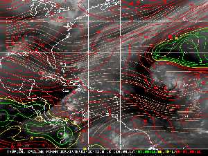 Météo tropicale : Carte des vents de cisaillement.