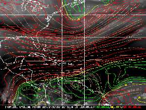 Météo tropicale : Carte des vents de cisaillement.