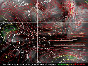 Météo tropicale : Carte des vents de cisaillement.