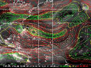 Météo tropicale : Carte des vents de cisaillement.