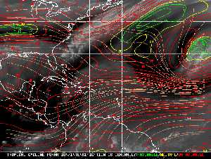 Météo tropicale : Carte des vents de cisaillement.