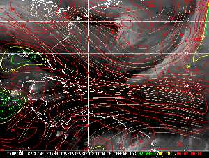 Météo tropicale : Carte des vents de cisaillement.
