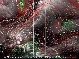 Météo tropicale : Carte des vents de cisaillement.