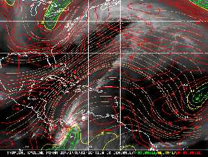 Météo tropicale : Carte des vents de cisaillement.