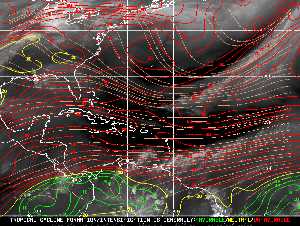 Météo tropicale : Carte des vents de cisaillement.