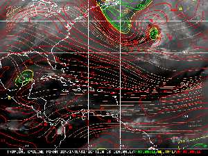 Météo tropicale : Carte des vents de cisaillement.