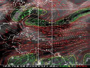 Météo tropicale : Carte des vents de cisaillement.