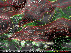Météo tropicale : Carte des vents de cisaillement.