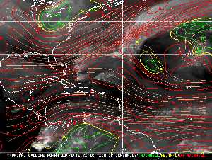 Météo tropicale : Carte des vents de cisaillement.