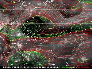 Météo tropicale : Carte des vents de cisaillement.
